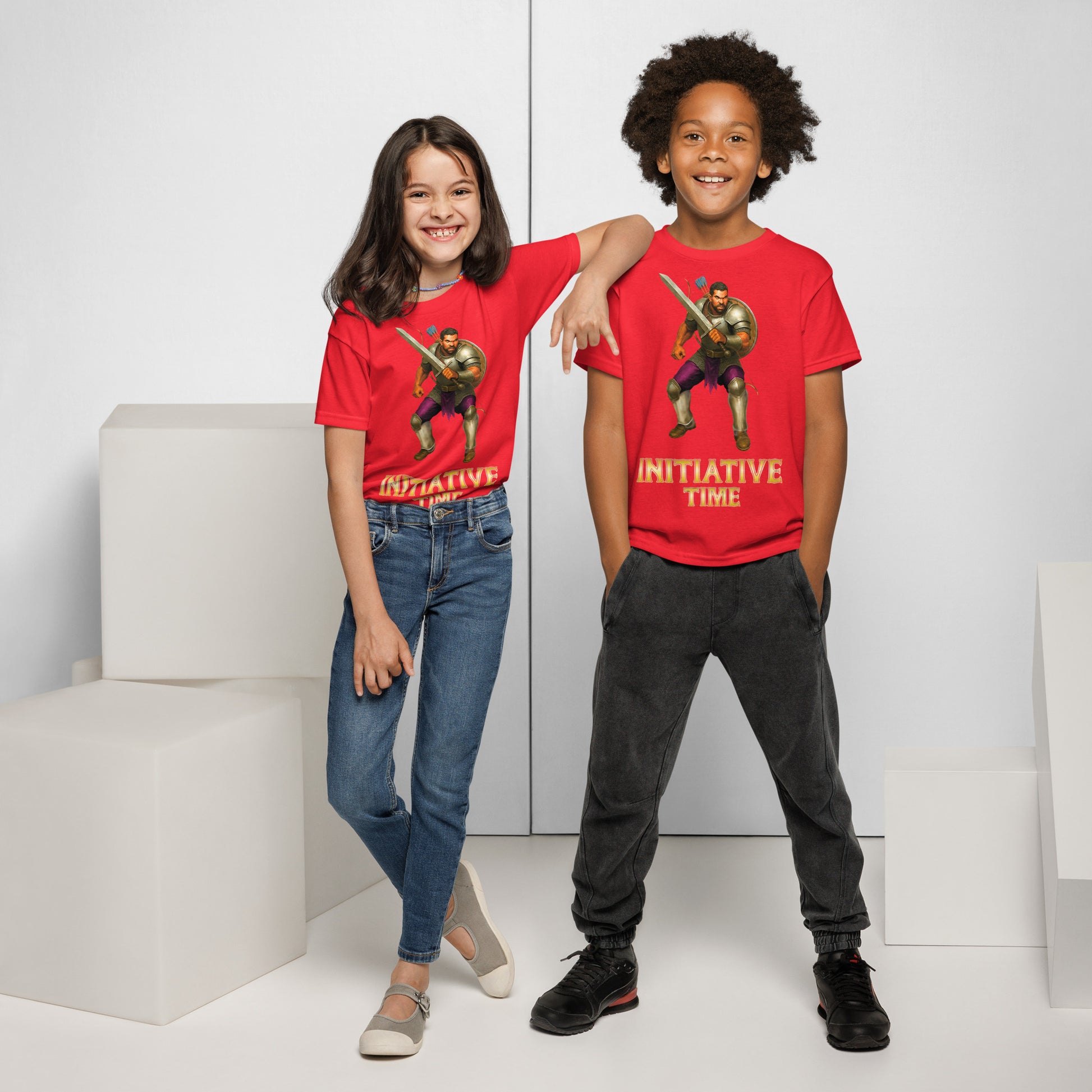 Initiative Time Human Fighter Youth T-Shirt - DnD RPG Merchandise - Backspindle Games